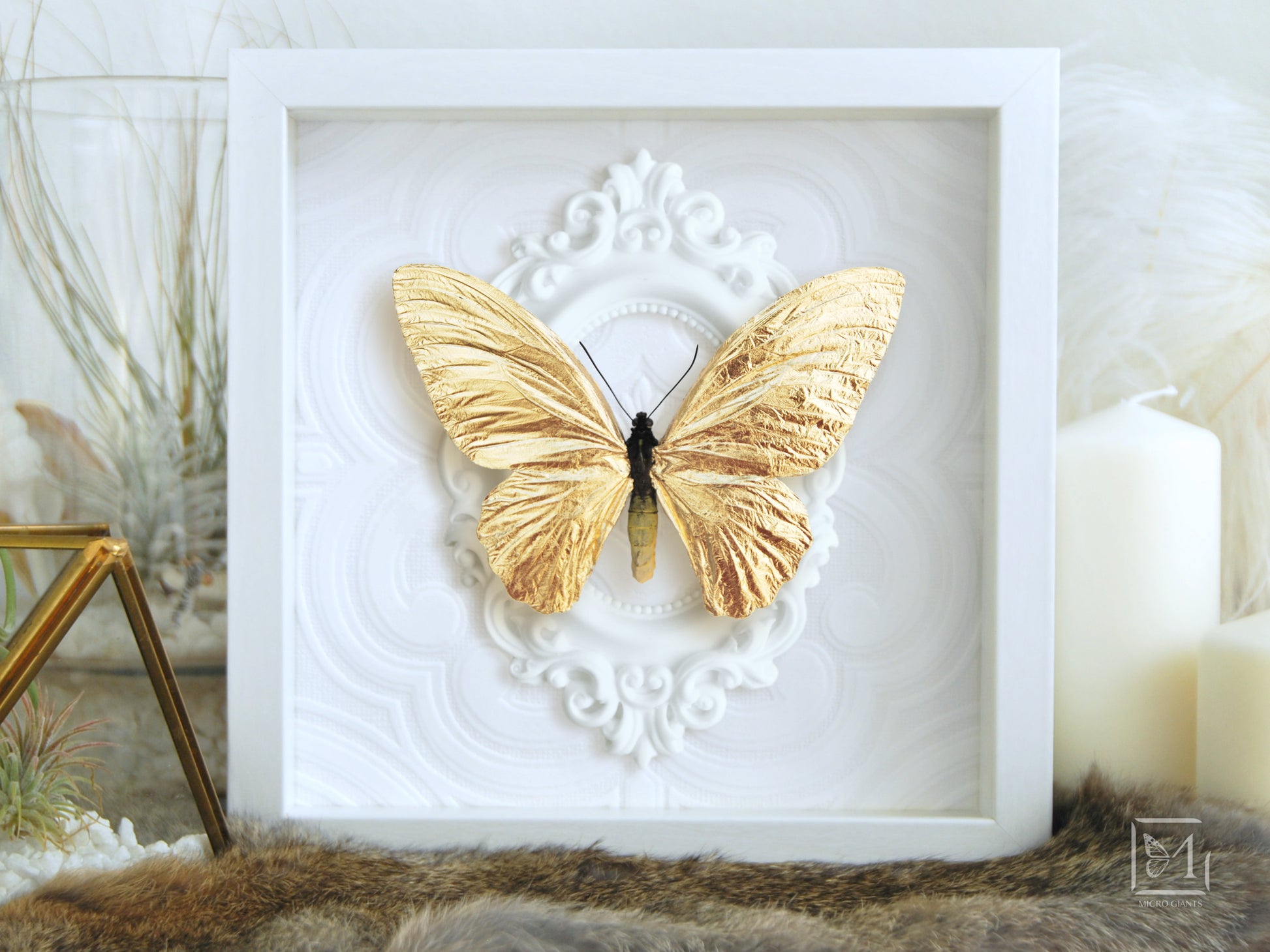 Gold leaf butterfly art