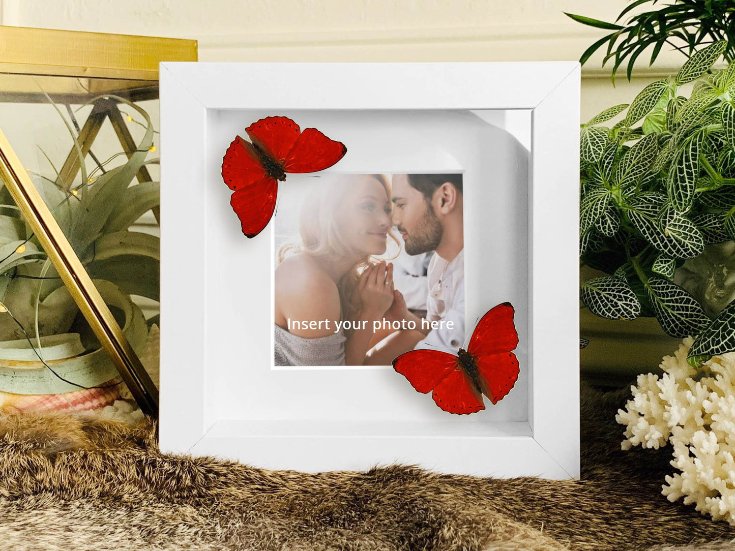 You give me butterflies frame - Photo frame with real butterfly